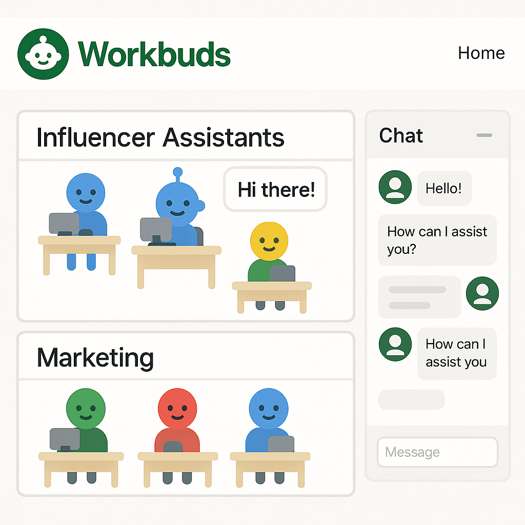 Mockup of the Workbuds web application platform
